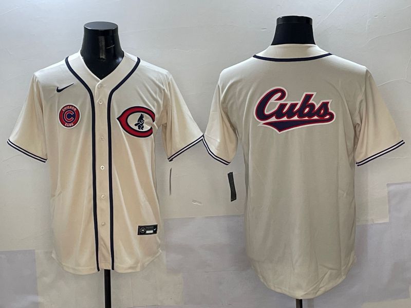 Men Chicago Cubs Blank Cream Throwback 2025 Nike MLB Jersey style 8->chicago cubs->MLB Jersey